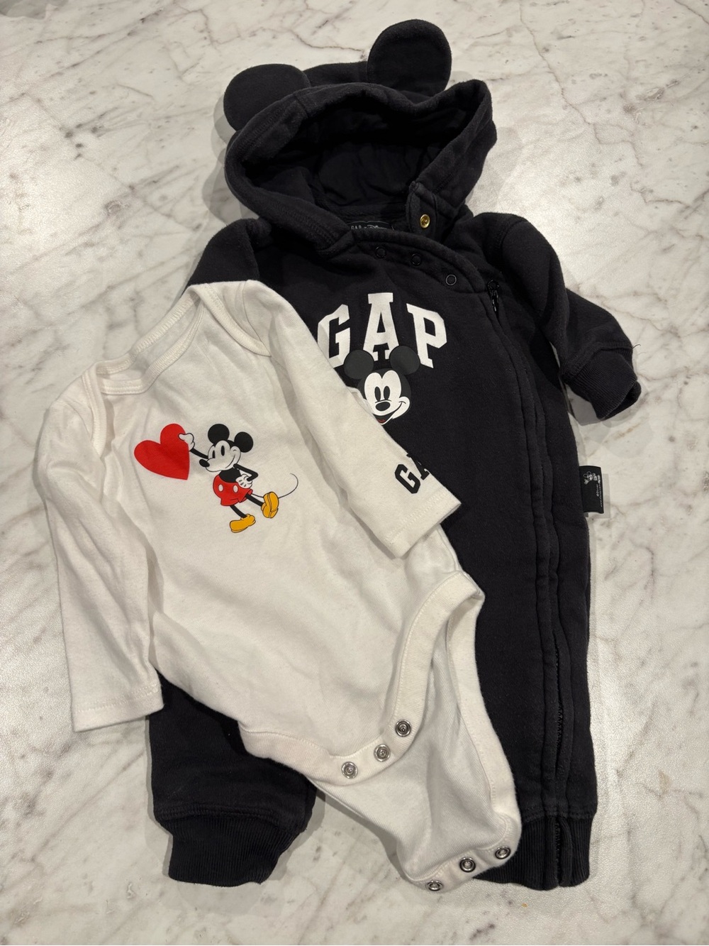 GAP Baby Mickey Mouse One-Piece Set in Black and White